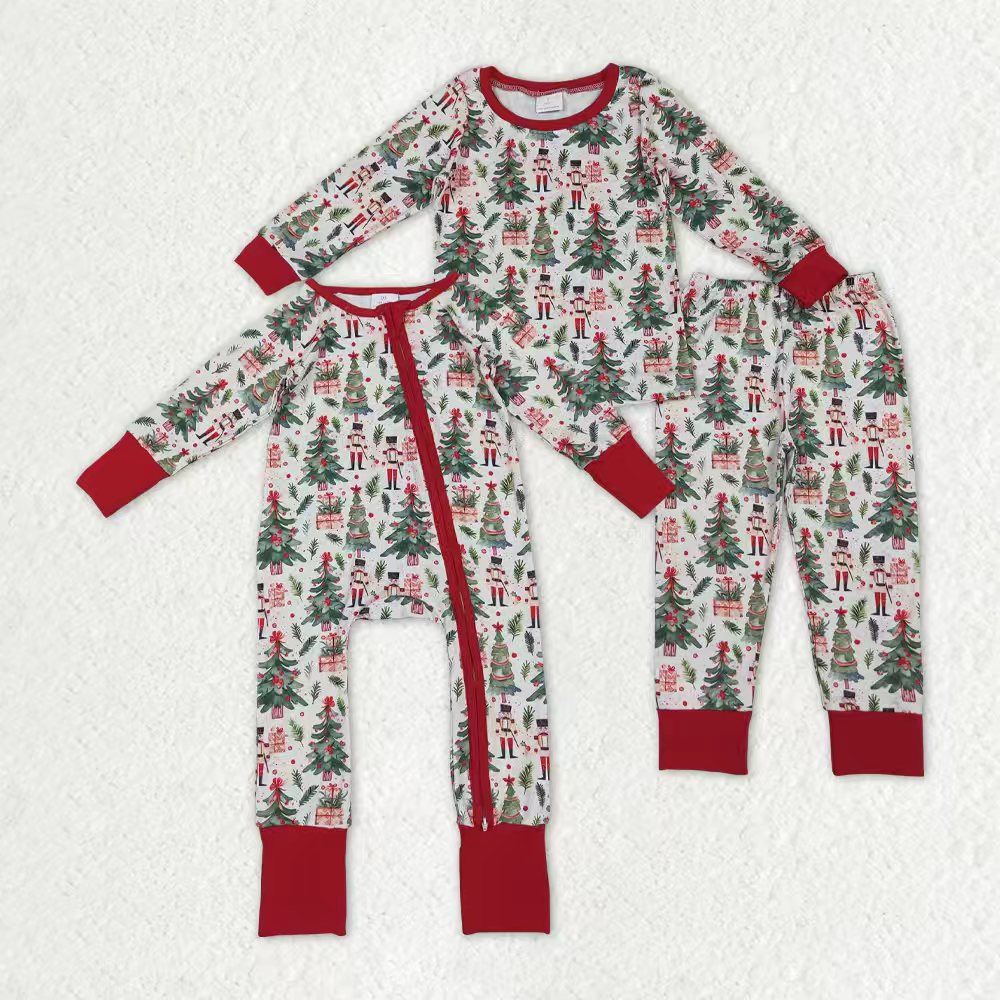 Christmas soldier design kids long sleeve matching outfit