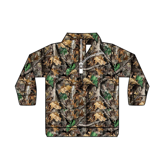 Toddle baby boy long sleeve camo zip pullover