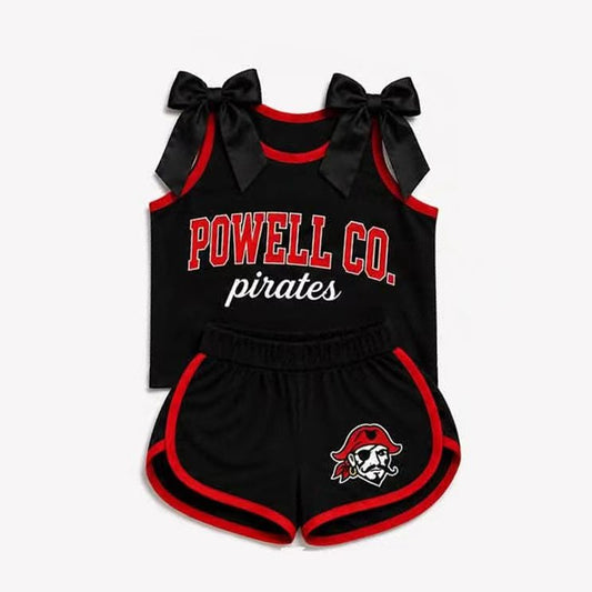 Custom team bow top matching shorts girls summer outfit