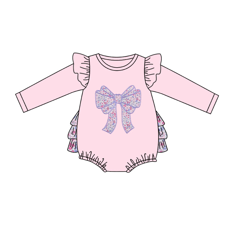 Toddle kids floral bow long sleeve romper