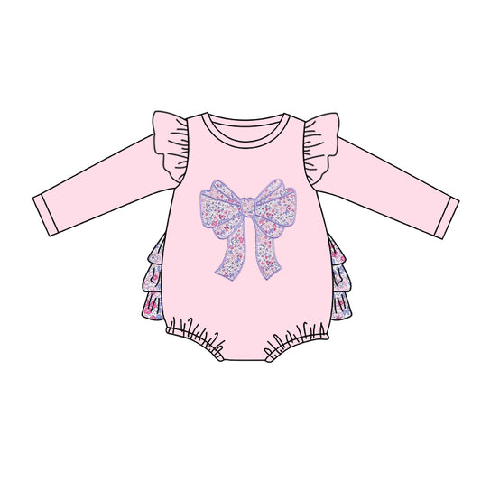 Toddle kids floral bow long sleeve romper