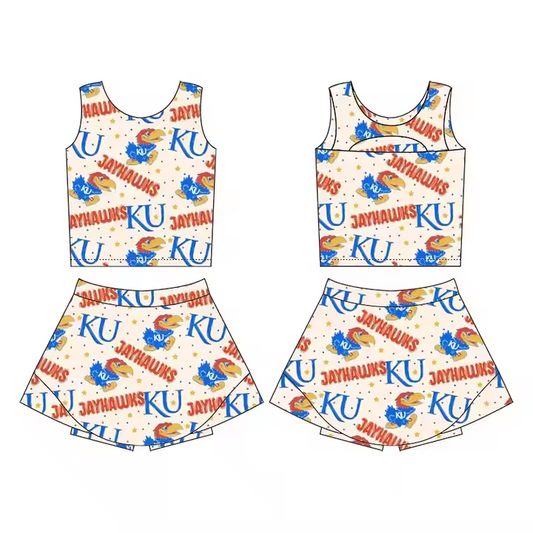 Team design kids summer skirt outfit