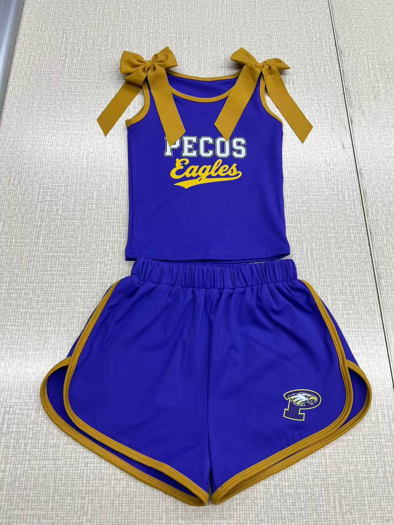 Custom team bow top matching shorts girls summer outfit