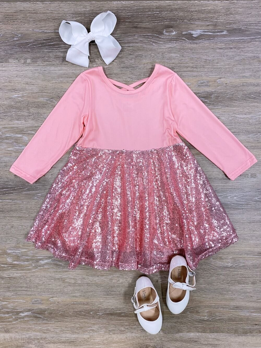 baby girls pink sequins valentines day holiday dress