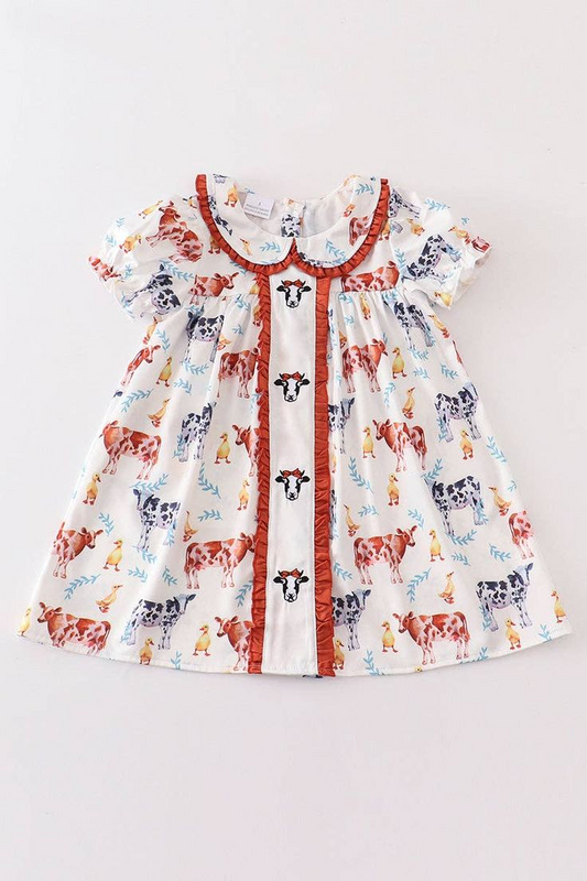 toddle girls farm cow short sleeve dress