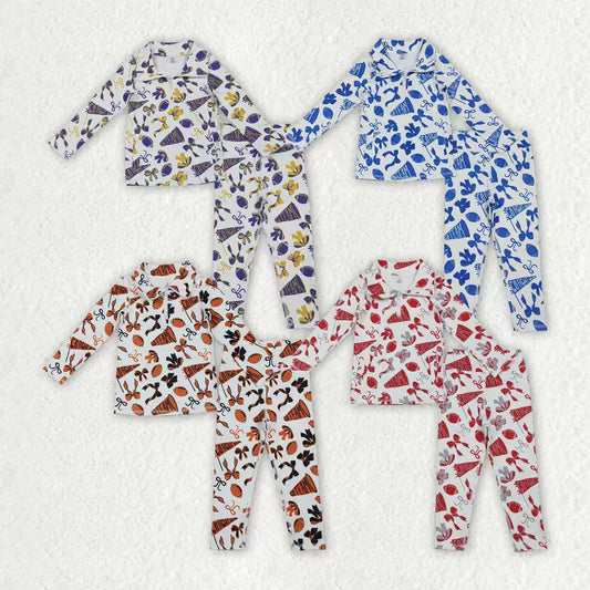 Football yoga pullover top matching pants girls outfit