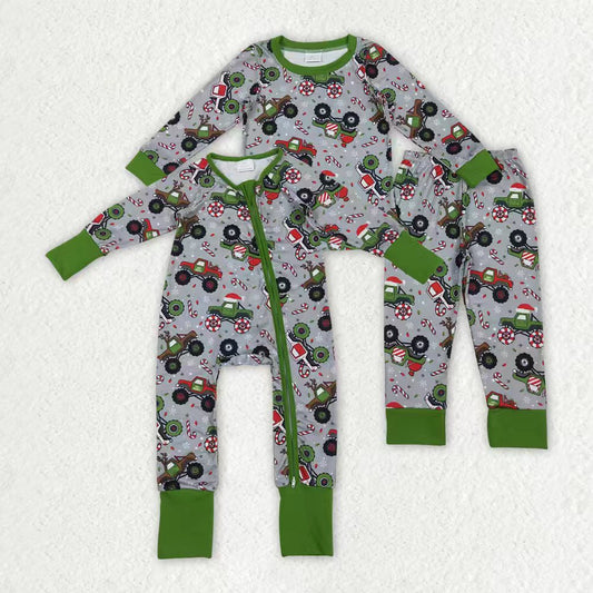 Christmas truck kids long sleeve  outfit