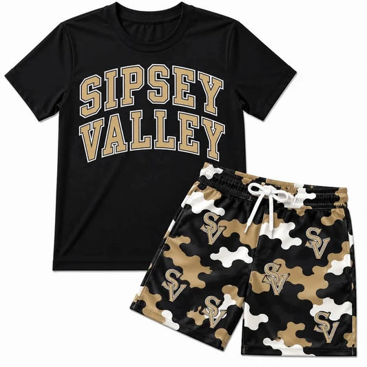 Custom team top matching shorts boy summer outfit wholesale factory price