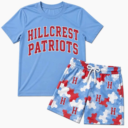 Custom team top matching shorts boy summer outfit wholesale factory price