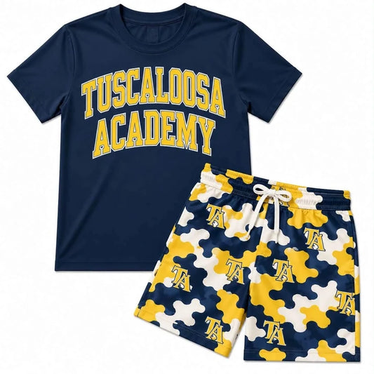 Custom team top matching shorts boy summer outfit wholesale factory price