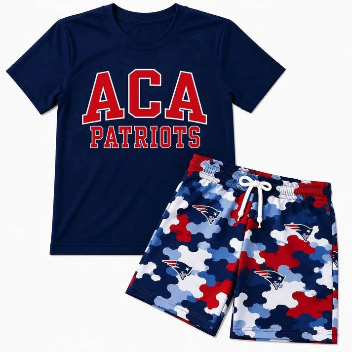 Custom team top matching shorts boy summer outfit wholesale factory price