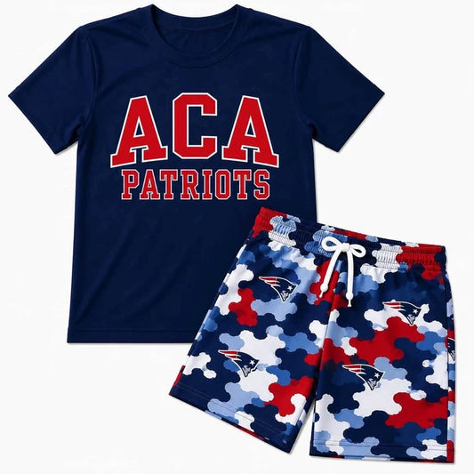 Custom team top matching shorts boy summer outfit wholesale factory price