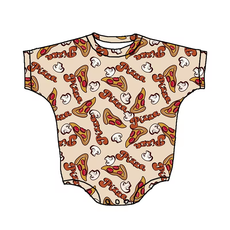 toddle girls pizza short sleeve romper