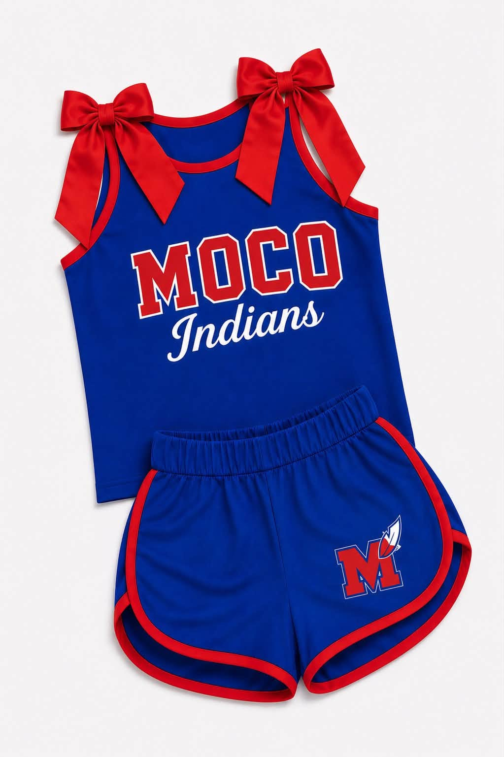 Custom team bow top matching shorts girls summer outfit