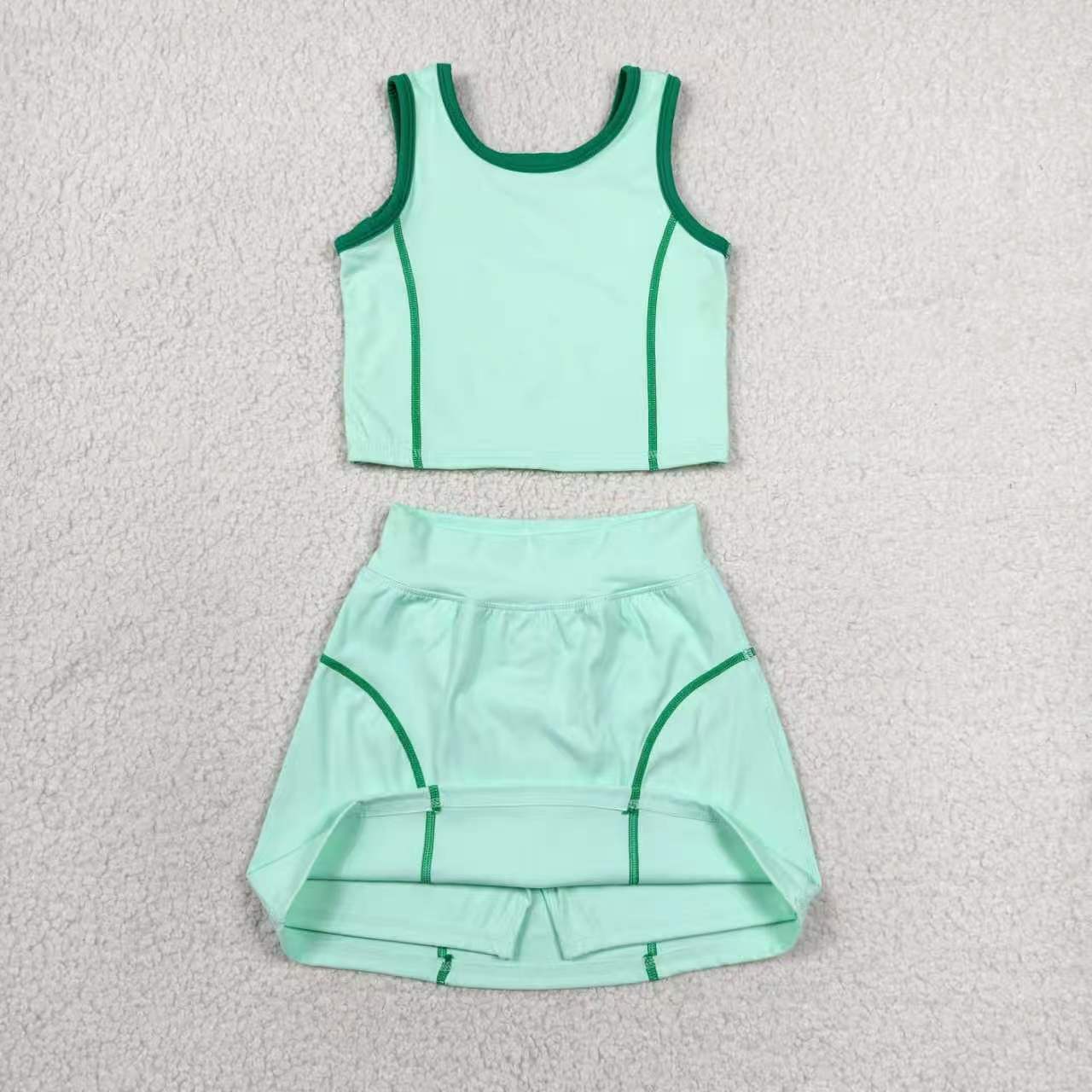 Pink yoga top matching skorts girls summer outfit
