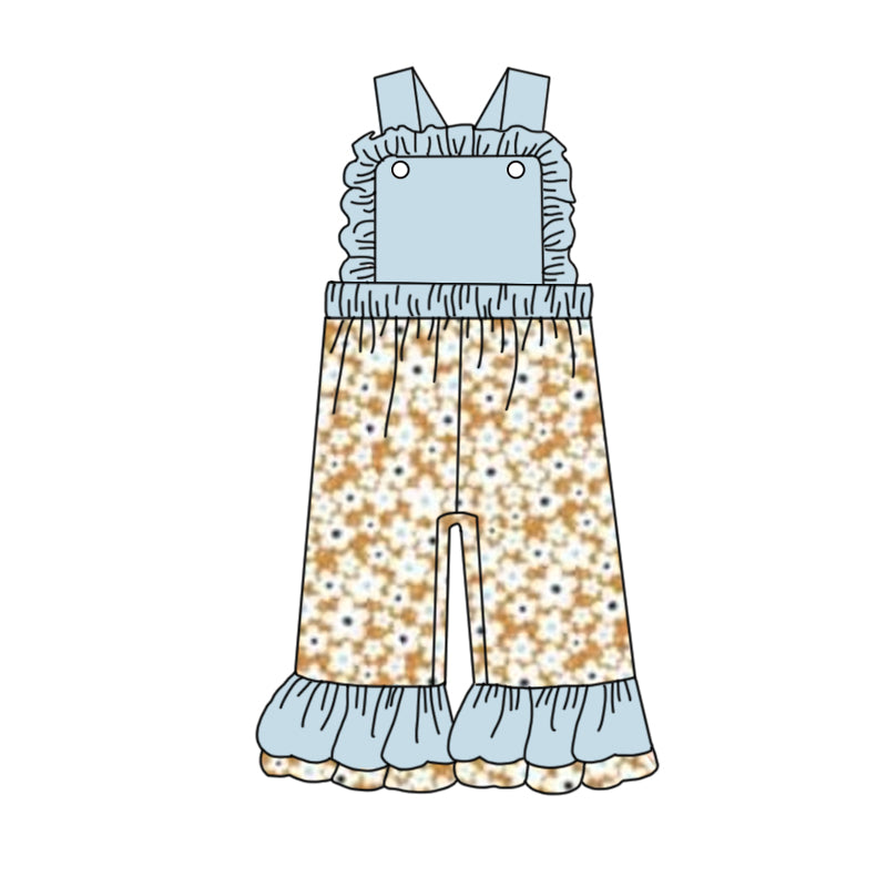baby girls blue flower summer jumpsuit