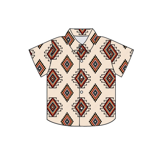 western aztec cowboy short sleeve button shirt