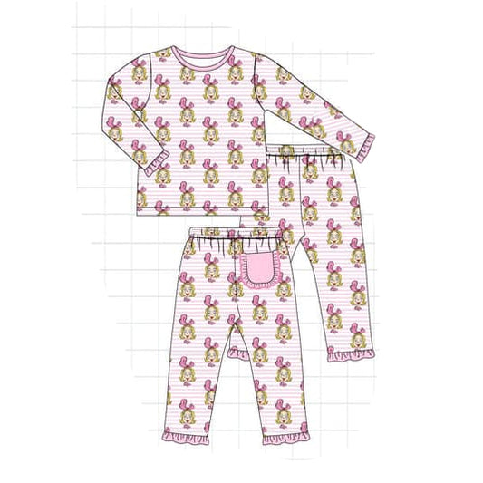 baby girls christmas green face milk silk pajama set
