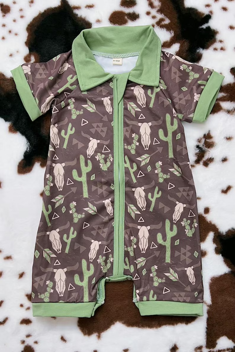 Western kids short sleeve romper