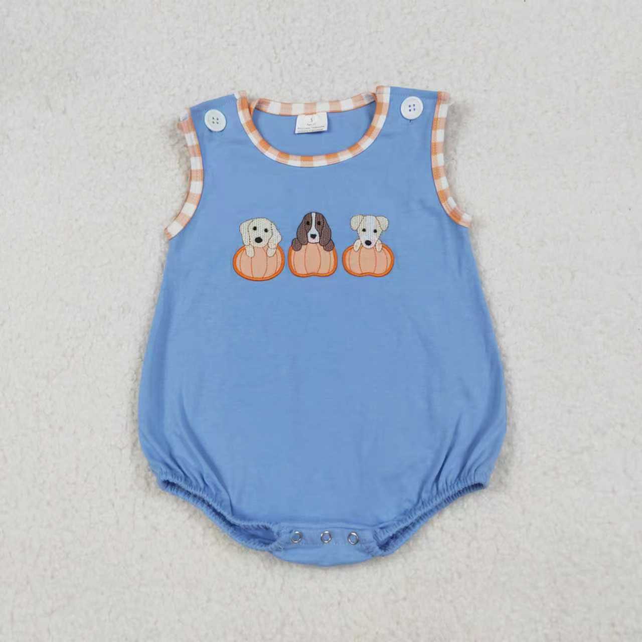 Embroidery Pumpkin dog toddle girls kids boys fall winter outfit