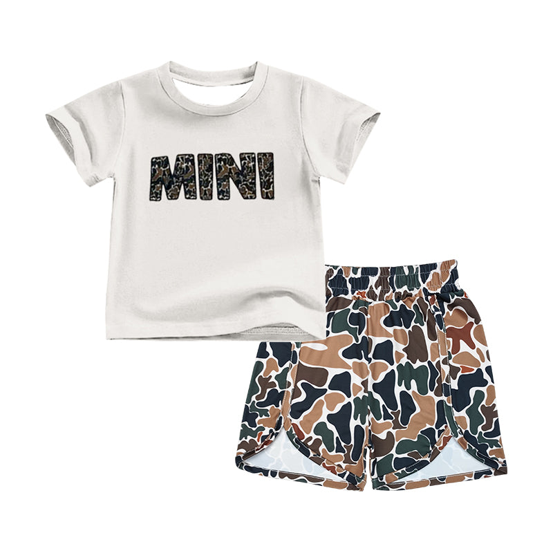 mini letter short sleeve shirt camo shorts summer clothes
