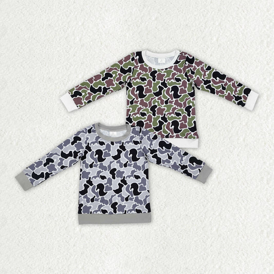 Baby boy green camo matching long sleeve top