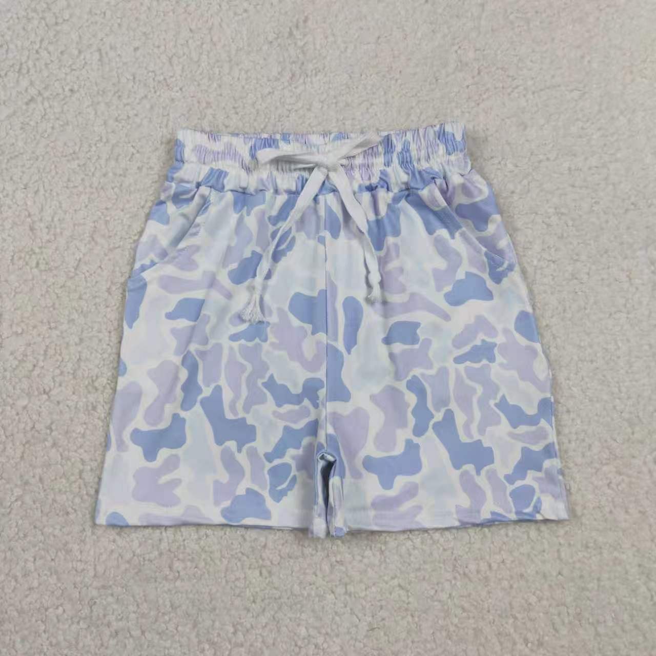 Blue camo top matching shorts boys summer outfit