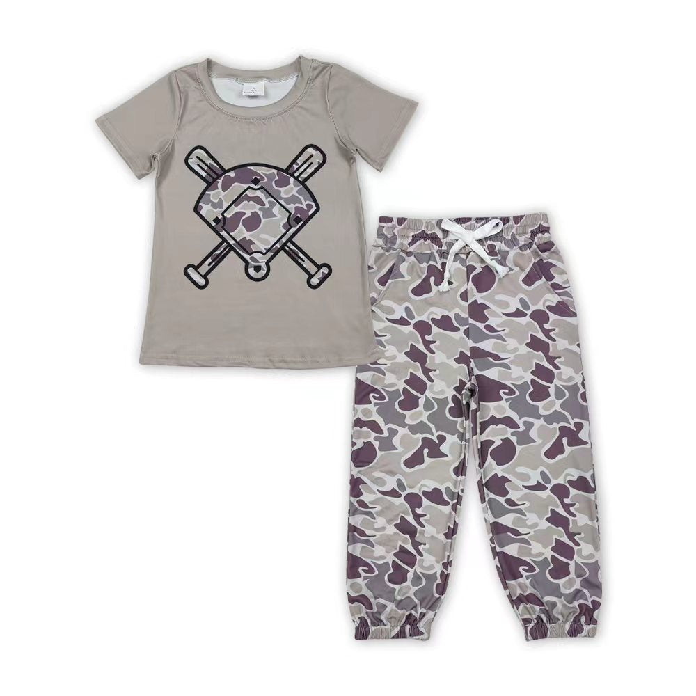 Baseball camo top matching pants kids boy outfit