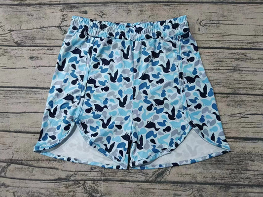 Adult Woman blue  mallard duck camo shorts