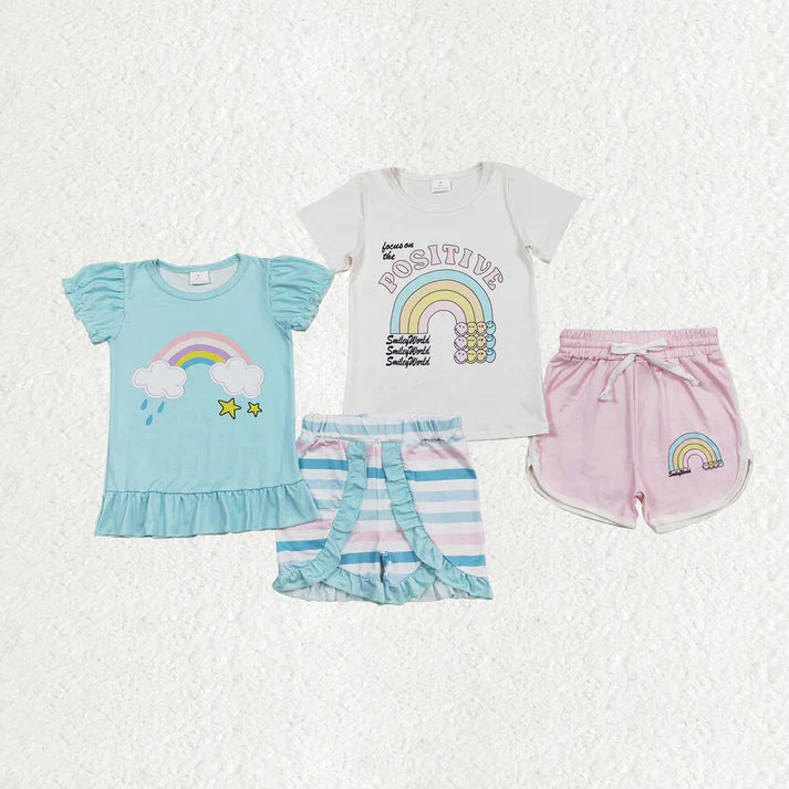 Rainbow design baby girl summer outfit