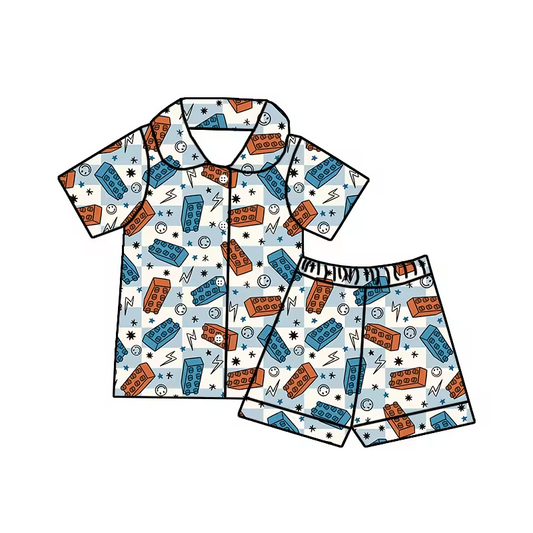 baby boy wholesale short sleeve pajama set