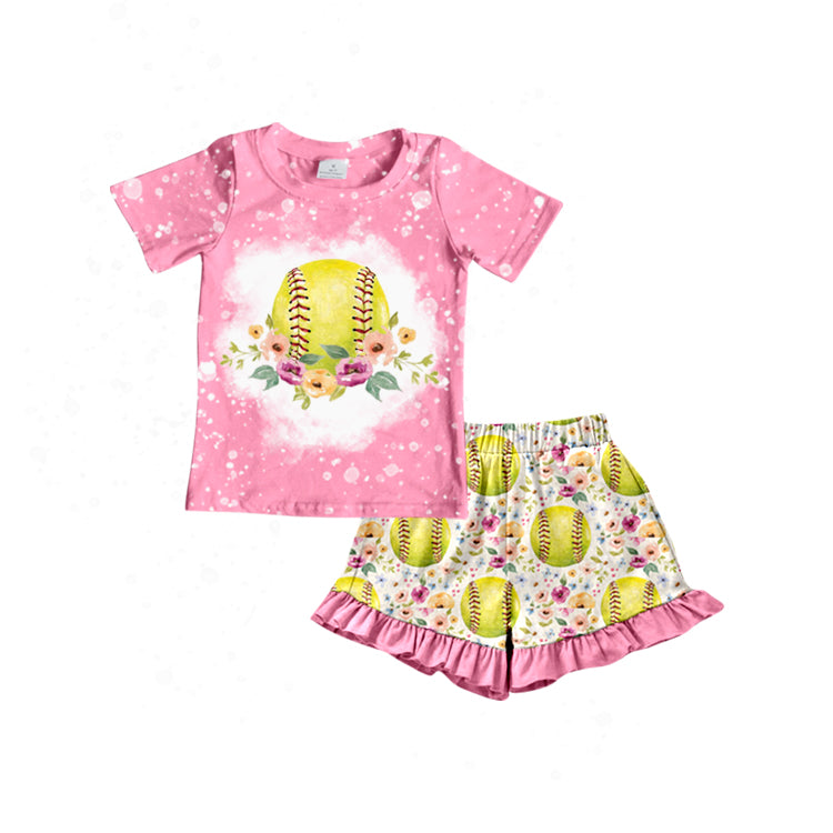 baby girls short sleeve baseball short set