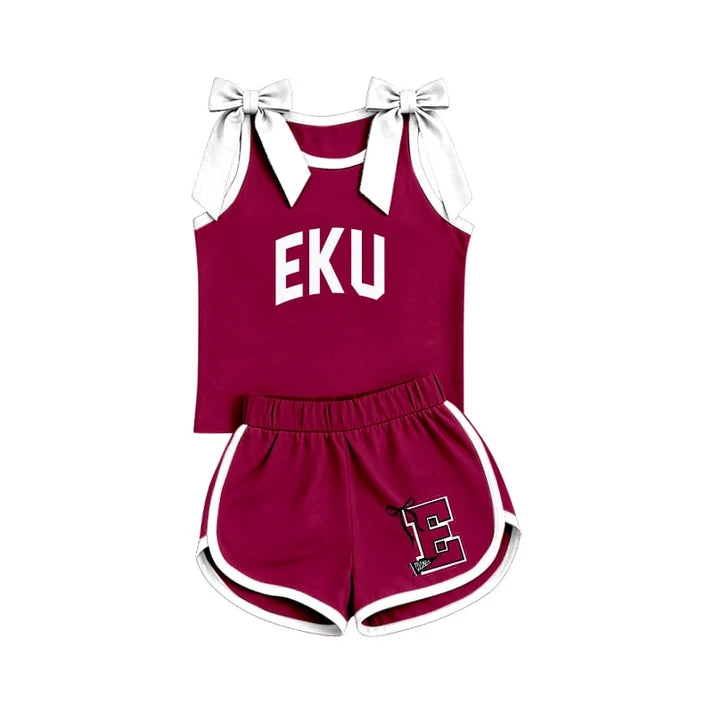 Custom team top matching shorts girl summer outfit wholesale factory price