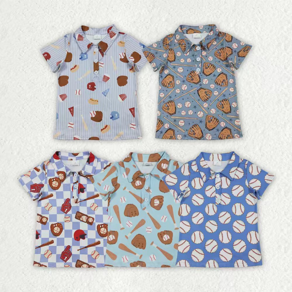 Baseball design boy short sleeve polo shirt