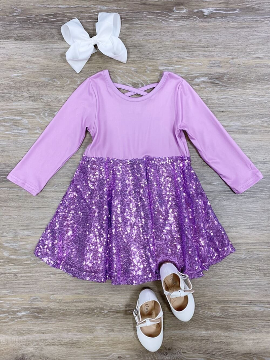 baby girls purple sequins holiday dress