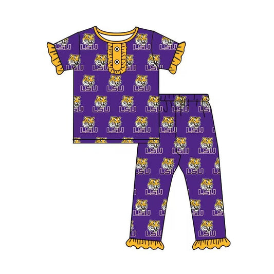 infant baby girl lsu colleague team bell bottom outfit
