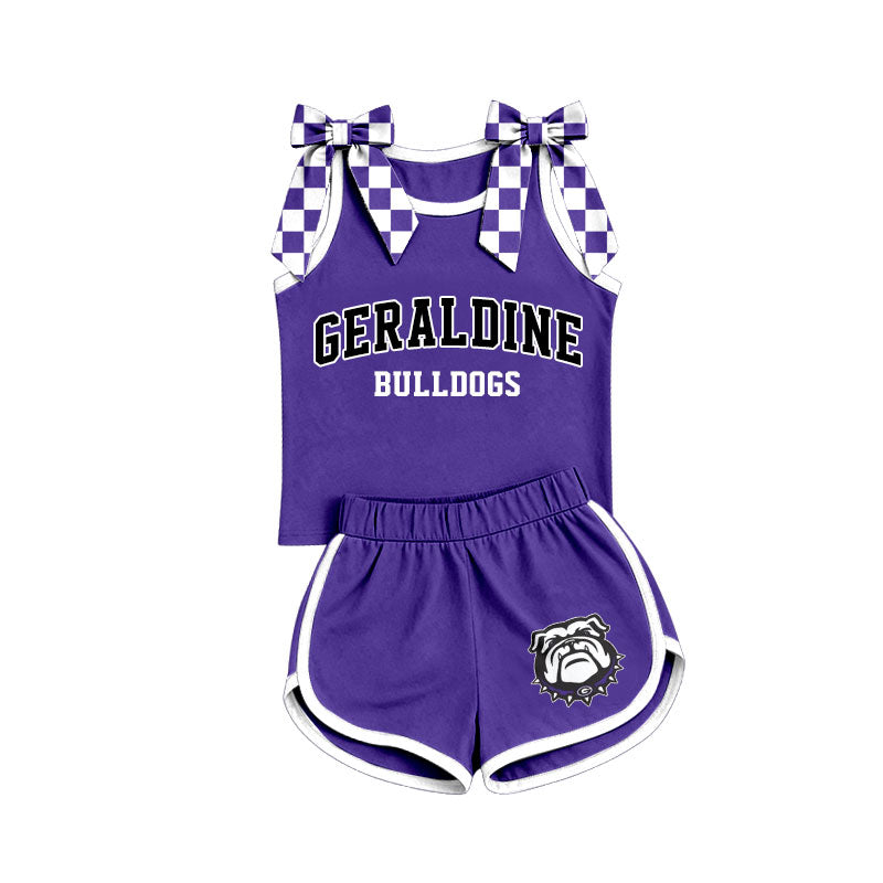 Custom team bow top matching shorts girls summer outfit