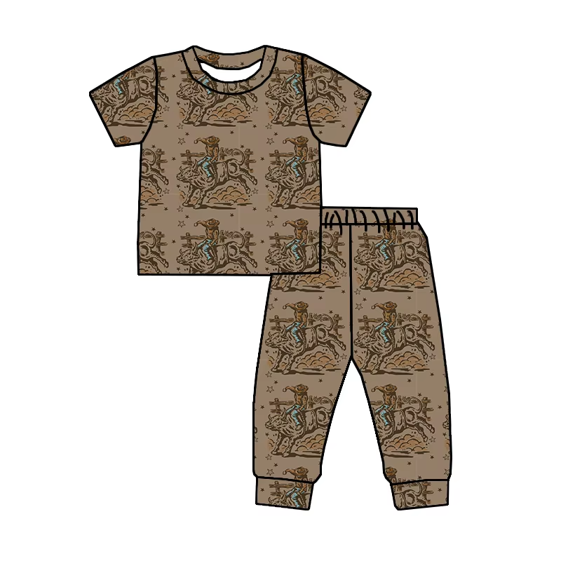 western cowboy wholesale kids short sleeve clothes