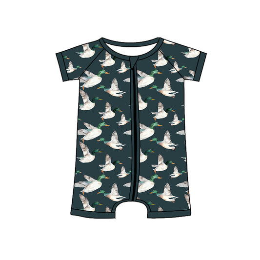 mallard duck short sleeve zip romper