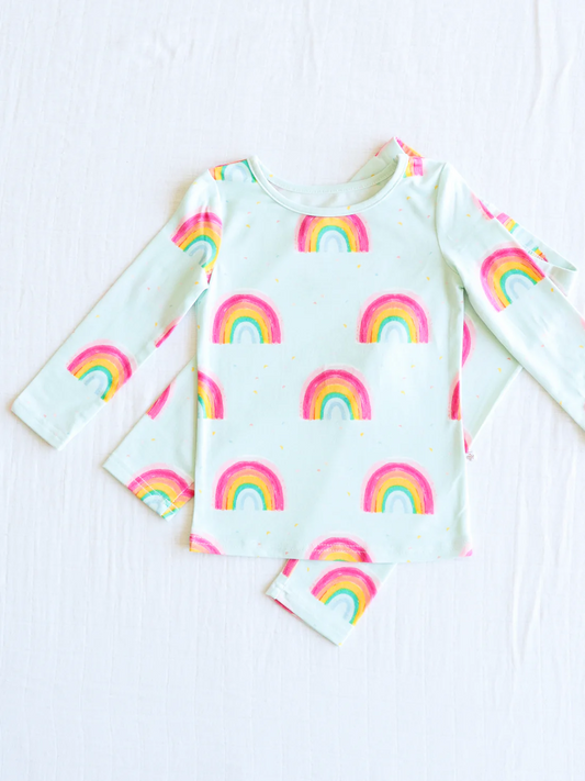 wholesale girls rainbow long sleeve outfit