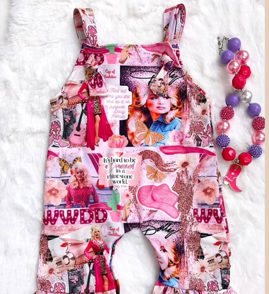 baby girls pink doll one piece jumpsuit