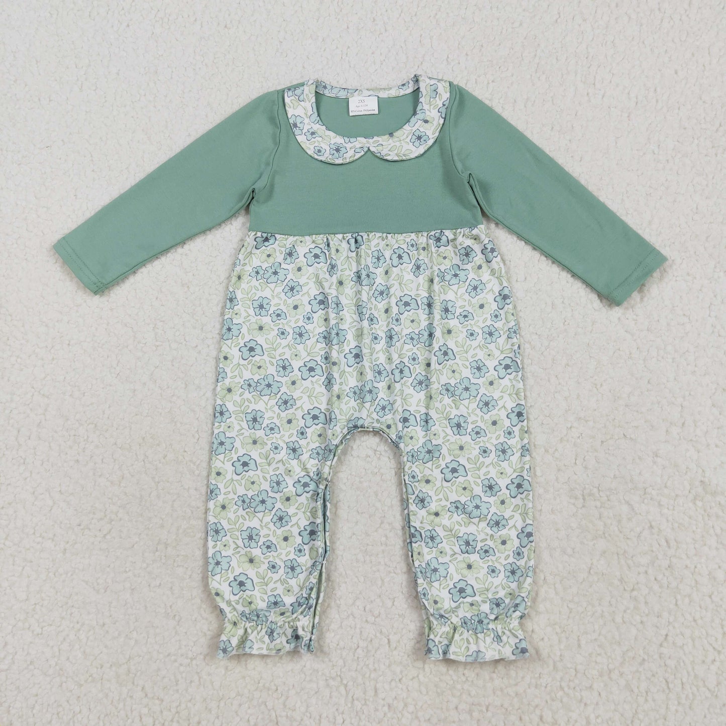 Baby girls blue flowers tunic top matching pants clothes