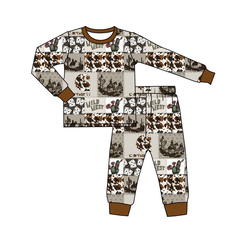 Boy kids long sleeve western bamboo pajama set