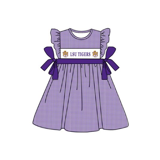 baby girl purple tigle university football team custom dress
