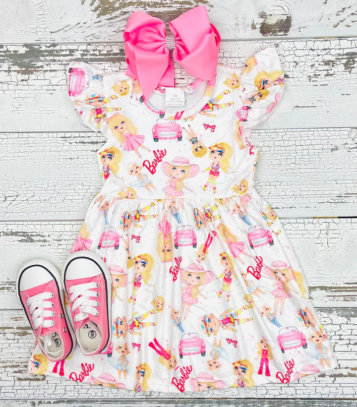 girls cute pink doll dress