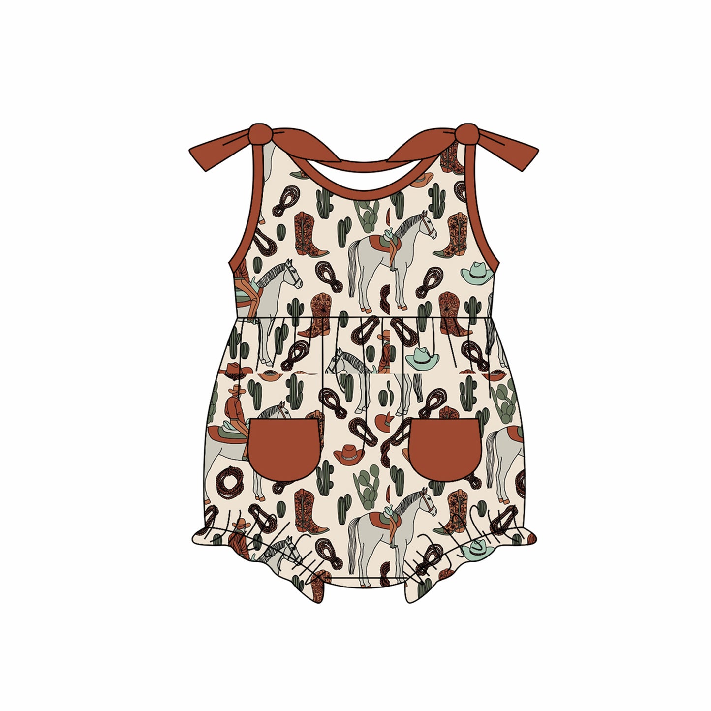 Western cowgirl rodeo kids summer romper