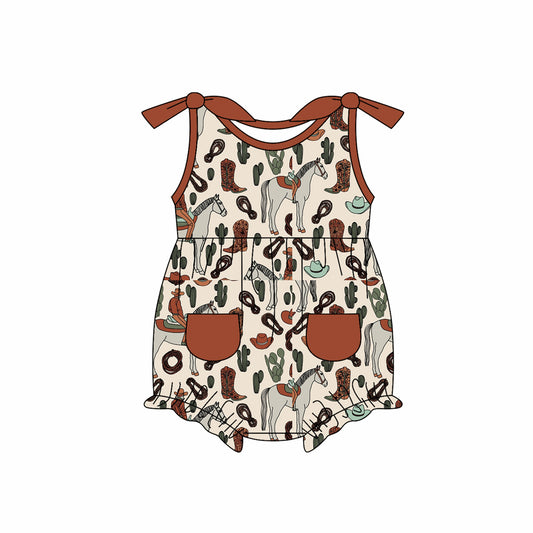 Western cowgirl rodeo kids summer romper