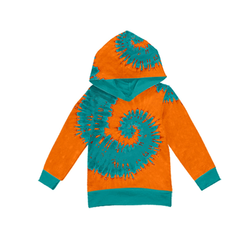 Adult women long sleeve orange dye hoodie top