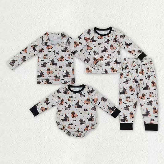 Halloween pumpkin ghost print boys long sleeve outfit