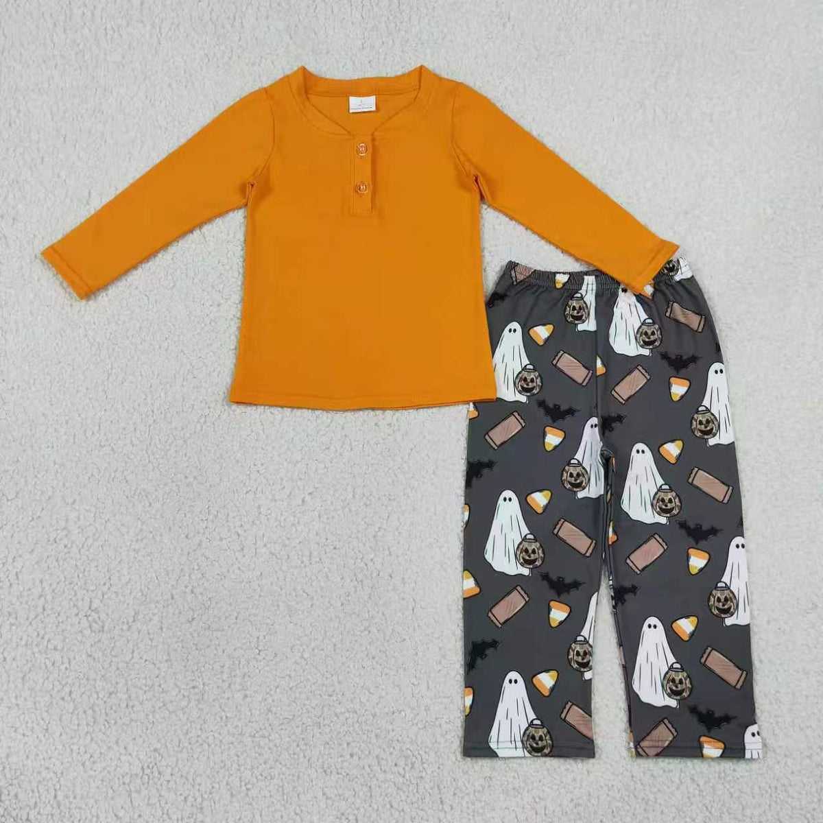 Halloween ghost pumpkins long sleeve top matching pants boy outfit